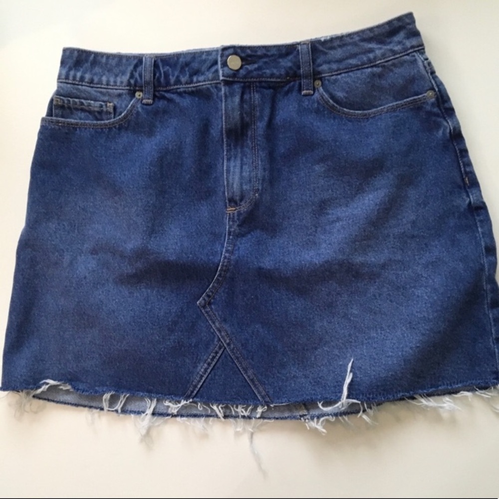 Paige Aideen denim high waisted skirt with raw hem
